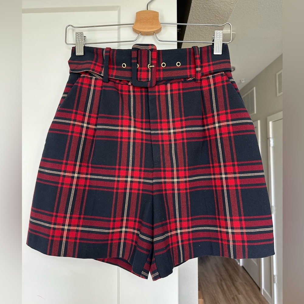 Zara Plaid High-Waisted Women Shorts